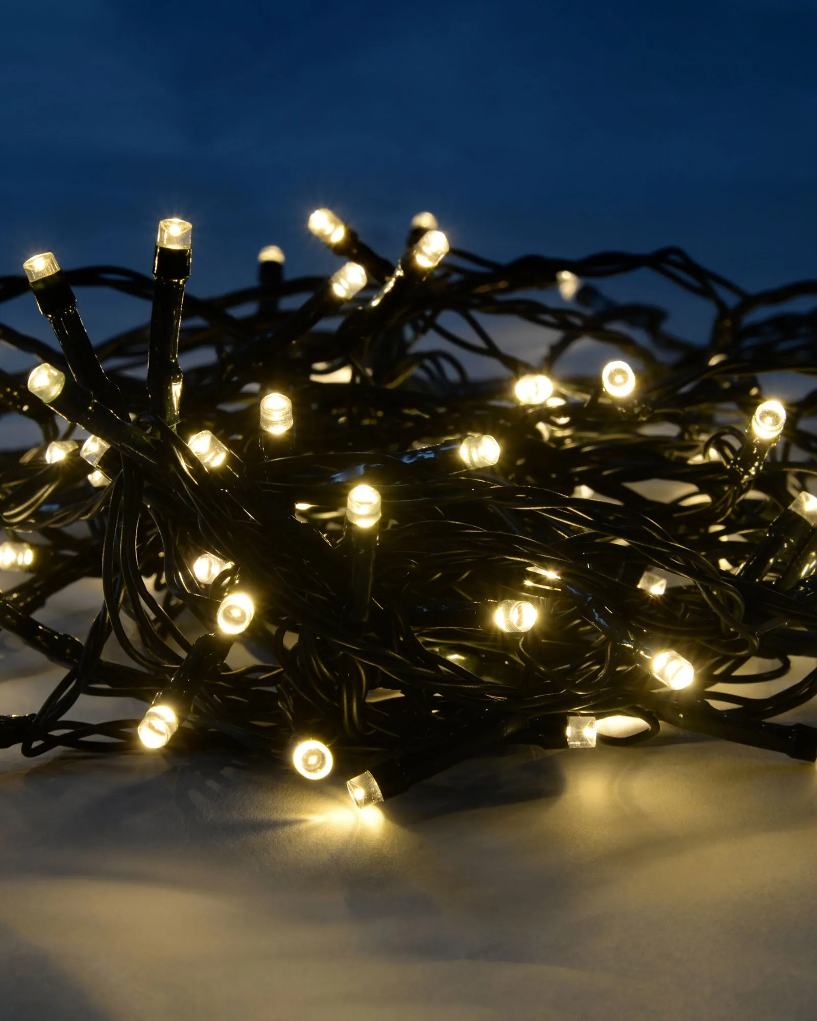 Battery Operated Multi-Function 200 LED Light String with Timer, Warm White