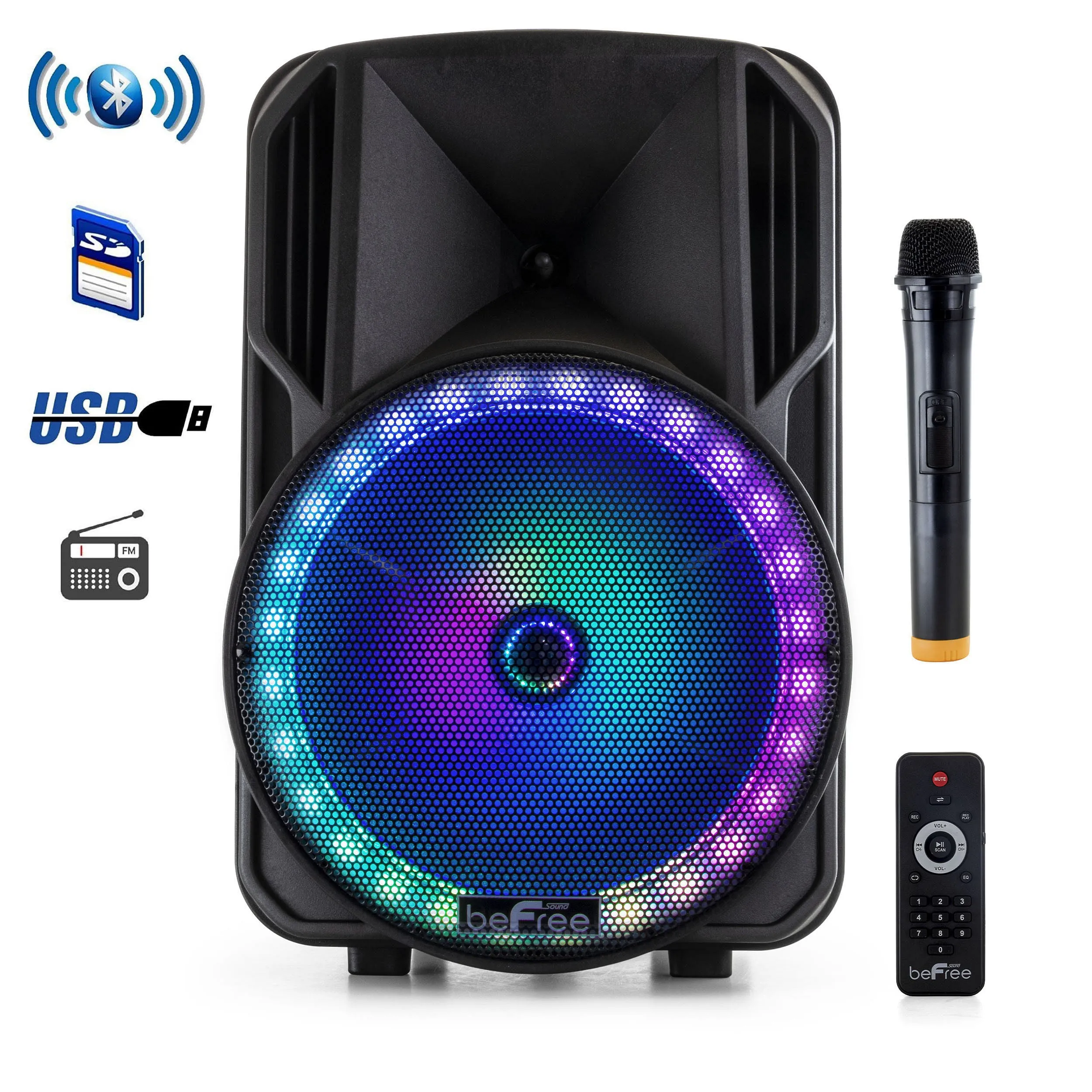 beFree Sound 12 Inch PA Bluetooth Rechargeable Portable Party Speaker