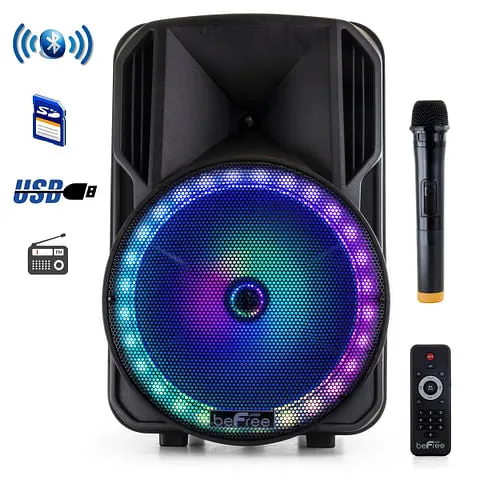 beFree Sound 12 Inch PA Bluetooth Rechargeable Portable Party Speaker
