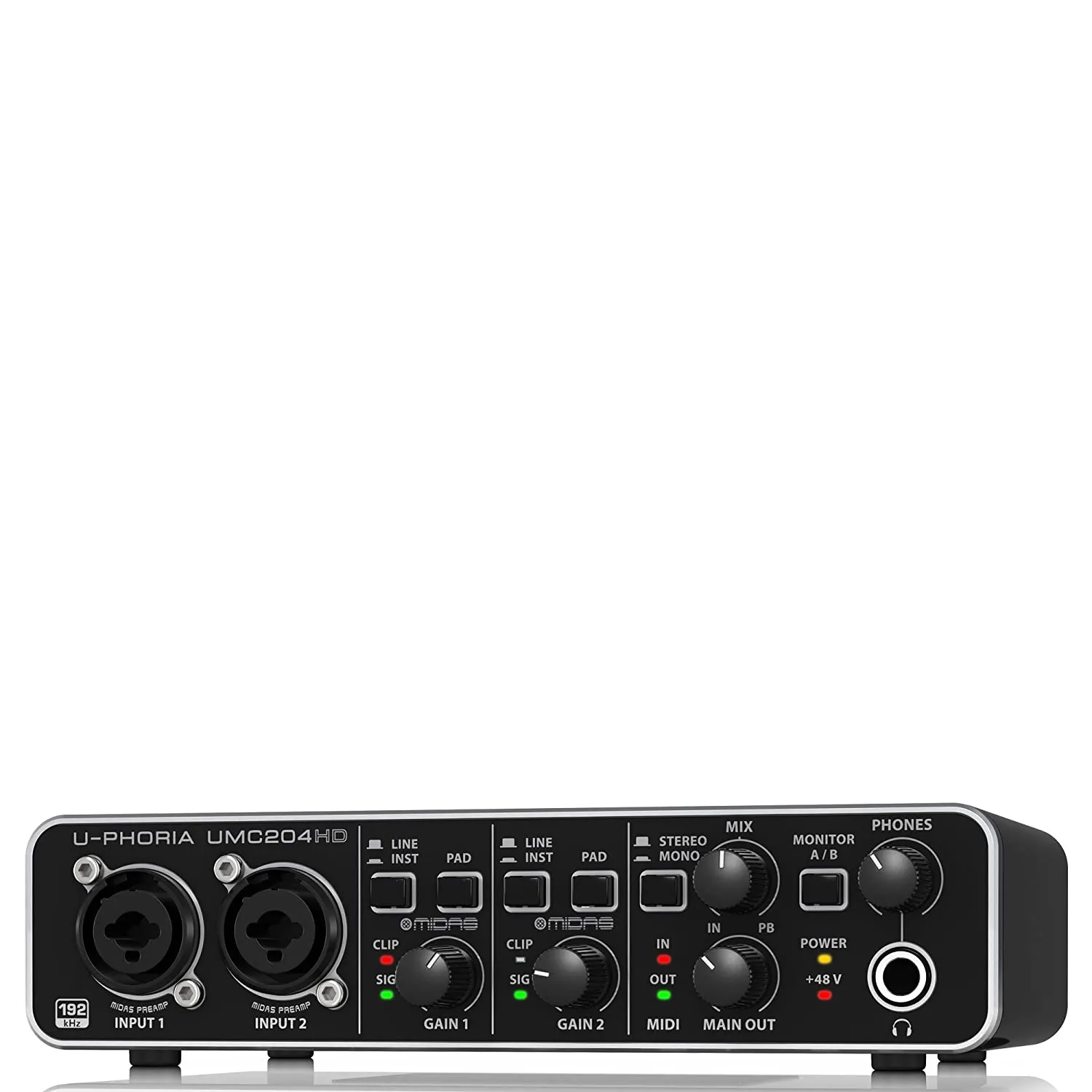 Behringer UMC204 HD U-Phoria USB Audio Interface with MIDAS Microphone Preamplifiers