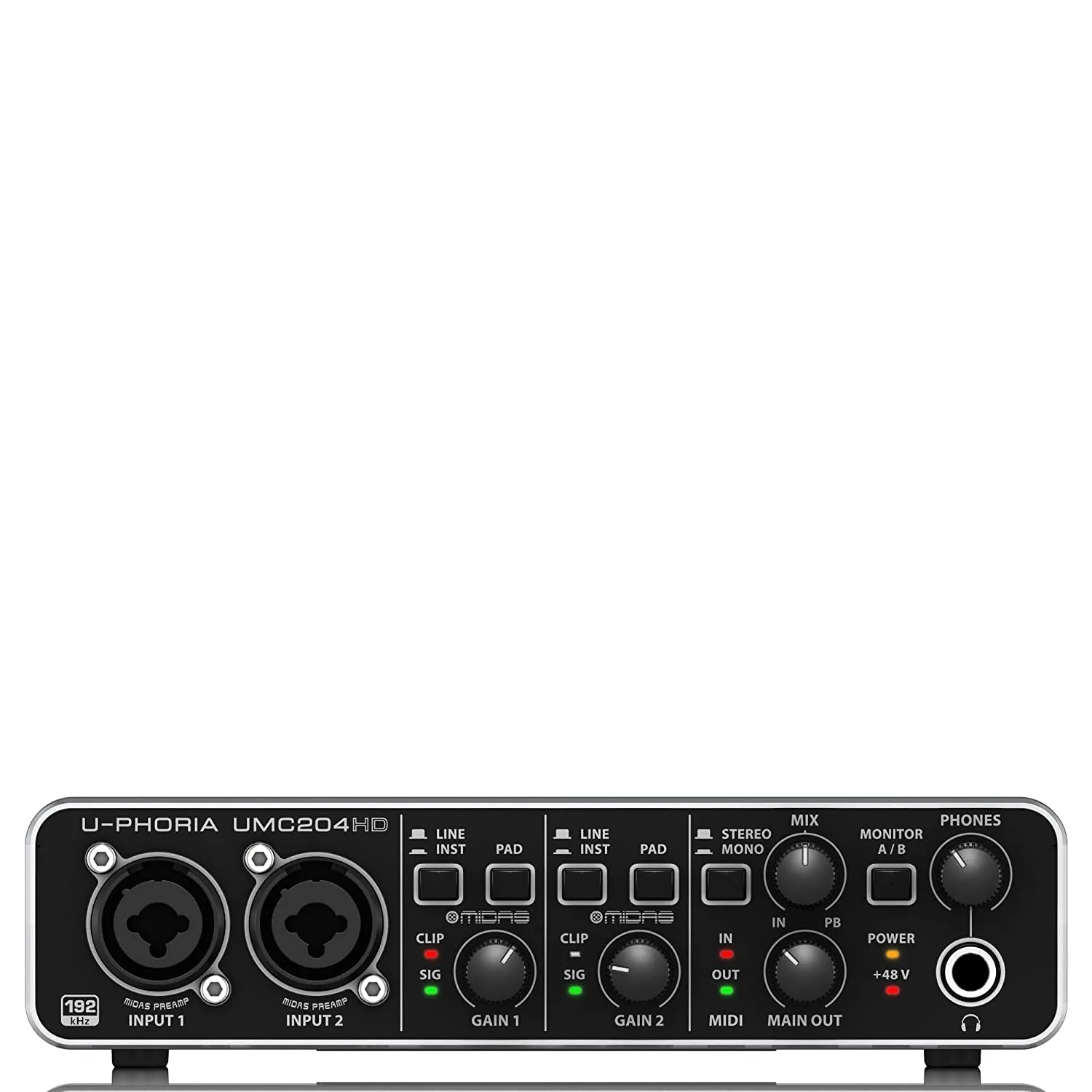 Behringer UMC204 HD U-Phoria USB Audio Interface with MIDAS Microphone Preamplifiers