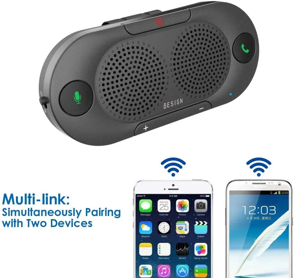 Besign BK06 Bluetooth 5.0 in Car Speakerphone with Visor Clip, Wireless Car Kit for Handsfree Talking, Motion Auto On, Siri Google Assistant Support, Dual 2W Speakers