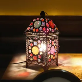 Black Metal Lantern Nightstand Light for Cozy Living Room Ambience