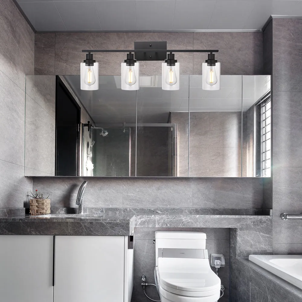 BONLICHT 4 Lights Sconces Wall Lighting Black with Clear Glass Shade