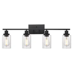 BONLICHT 4 Lights Sconces Wall Lighting Black with Clear Glass Shade