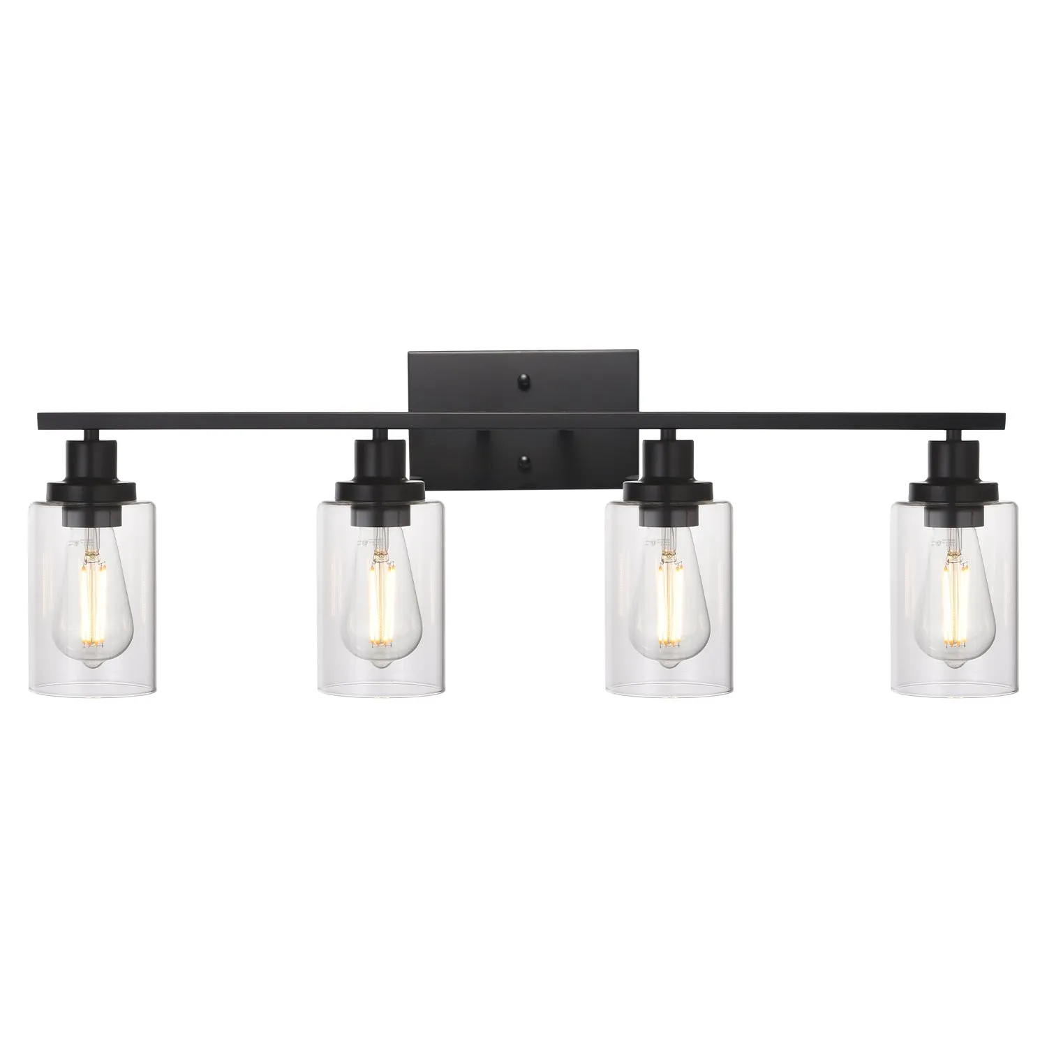 BONLICHT 4 Lights Sconces Wall Lighting Black with Clear Glass Shade