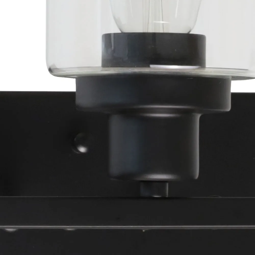 BONLICHT Bathroom Vanity Light Fixtures 3 Lights Wall Sconce Black with Clear Glass Shade