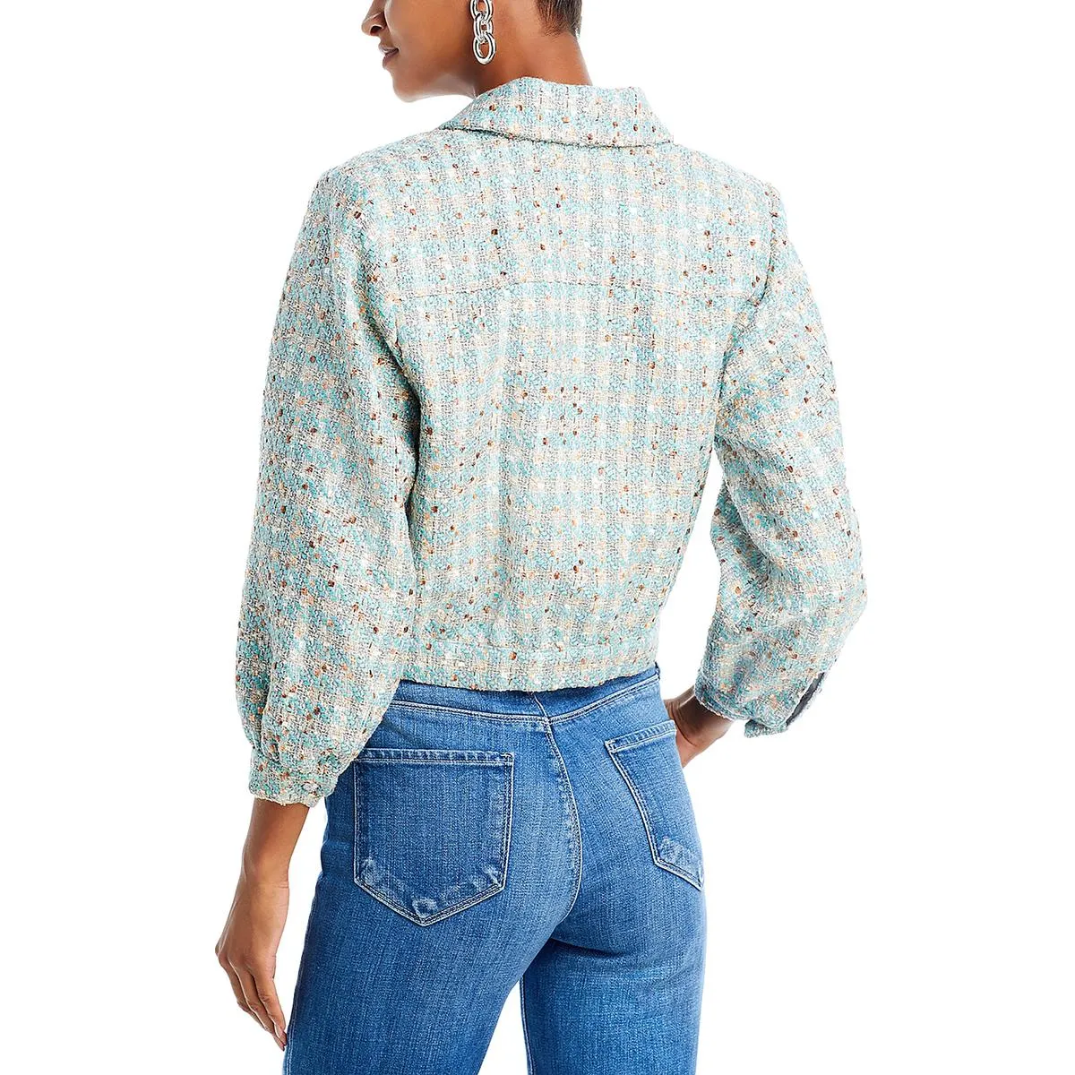 Bridges Womens Tweed Metallic Shirt Jacket