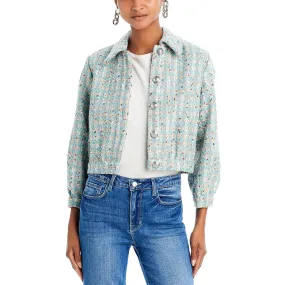 Bridges Womens Tweed Metallic Shirt Jacket