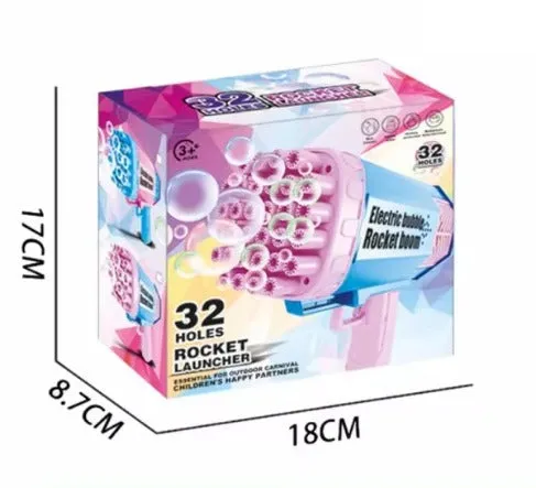 Bubble Rechargeable Machine Blaster Gun with Lights - 32 Holes