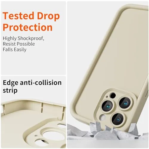 Buysing Cases Designed for iPhone 15 Pro Case [Full Camera Protection][Strengthen Shockproof] Slim Fit Lightweight Soft Gel Rubber TPU Cover for Women Girls Men 6.1 inch 2023-AntiqueWhite