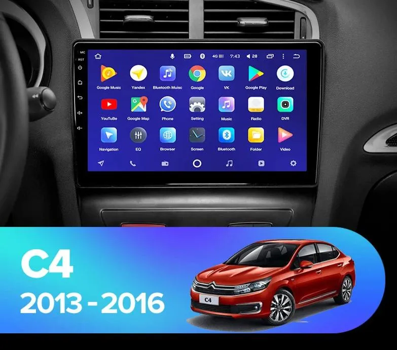 Car Dealz 10.2" Android 10.0 Citroen C4 2 B7 2013-2016 w CAM In Dash Plus OEM Fascia