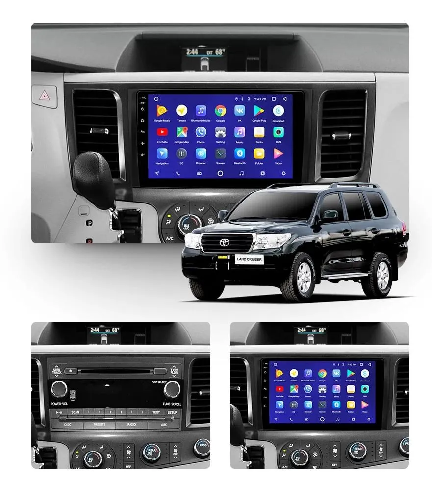Car Dealz 10.2" Android 10.0 Toyota Sienna 3 XL30 2010-2014 w CAM In Dash Plus OEM Fascia