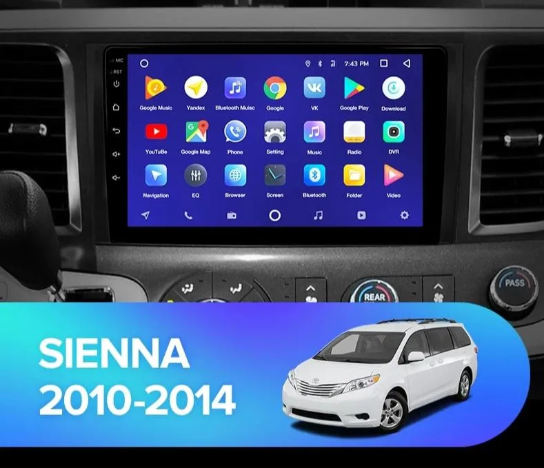 Car Dealz 10.2" Android 10.0 Toyota Sienna 3 XL30 2010-2014 w CAM In Dash Plus OEM Fascia