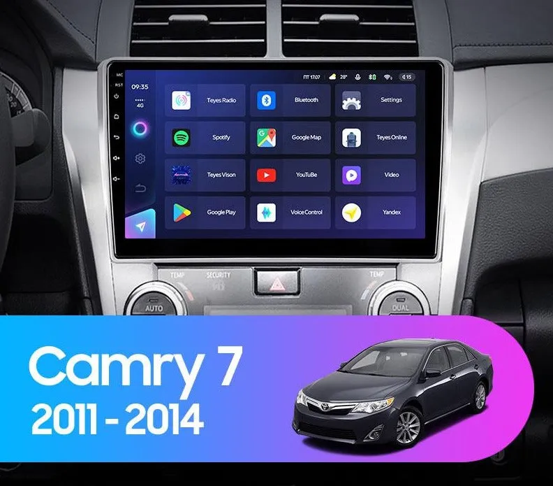 Car Dealz Elite 4G Data Model 10.2" Android 12.0 For Toyota Camry 7 XV 50 55 2011 - 2014 In Dash Plus OEM Fascia