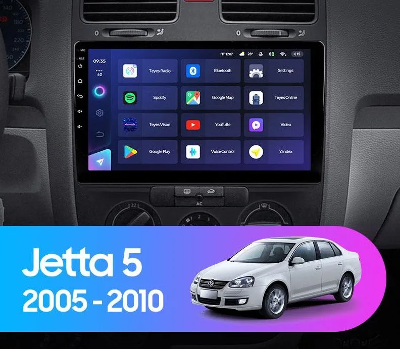 Car Dealz Elite 4G Data Model 10.2" Android 12.0 For Volkswagen Jetta 5 2005-2010 In Dash Plus OEM Fascia