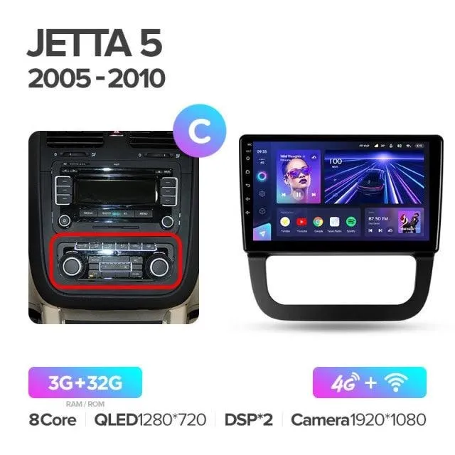 Car Dealz Elite 4G Data Model 10.2" Android 12.0 For Volkswagen Jetta 5 2005-2010 In Dash Plus OEM Fascia