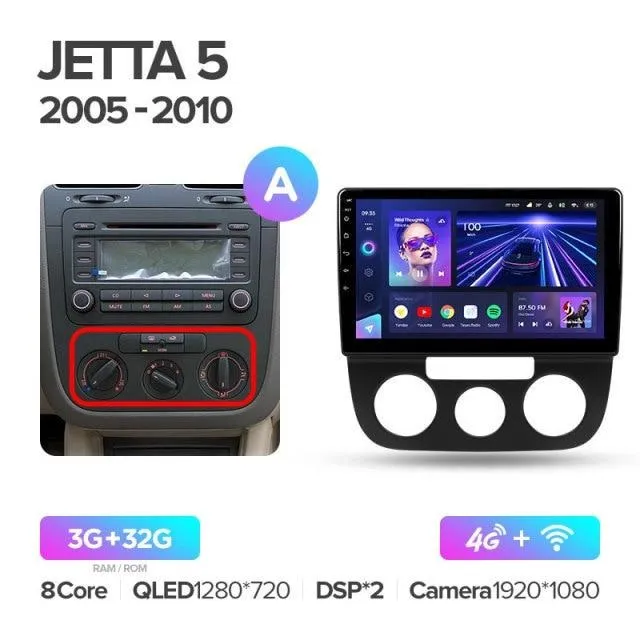 Car Dealz Elite 4G Data Model 10.2" Android 12.0 For Volkswagen Jetta 5 2005-2010 In Dash Plus OEM Fascia