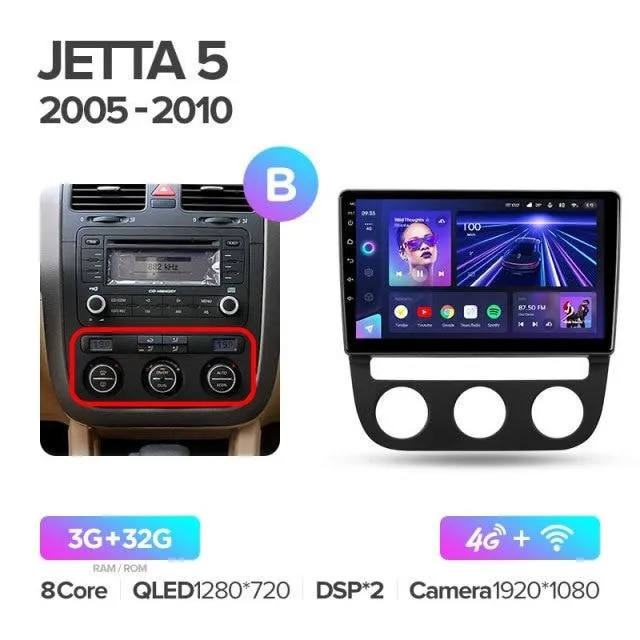 Car Dealz Elite 4G Data Model 10.2" Android 12.0 For Volkswagen Jetta 5 2005-2010 In Dash Plus OEM Fascia