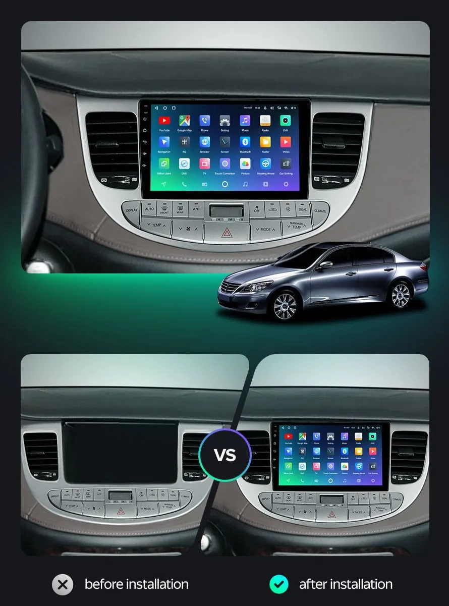 Car Dealz Premium Advanced 4G Model 10.2" Android 12.0 For Hyundai Rohens Genesis 2008 - 2013 In Dash Plus OEM Fascia