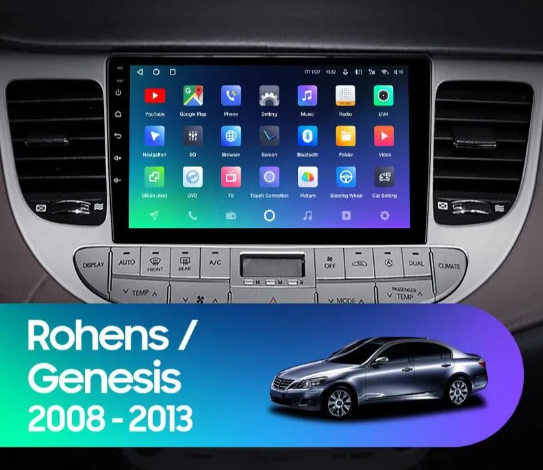 Car Dealz Premium Advanced 4G Model 10.2" Android 12.0 For Hyundai Rohens Genesis 2008 - 2013 In Dash Plus OEM Fascia