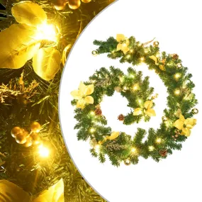 Christmas Garland with LED Lights Green 106.3" PVC
