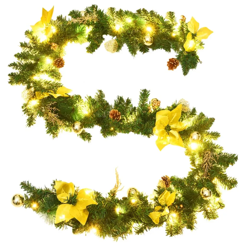 Christmas Garland with LED Lights Green 106.3" PVC