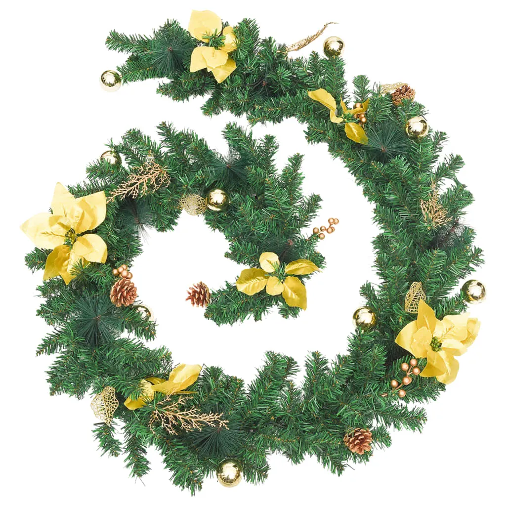 Christmas Garland with LED Lights Green 106.3" PVC