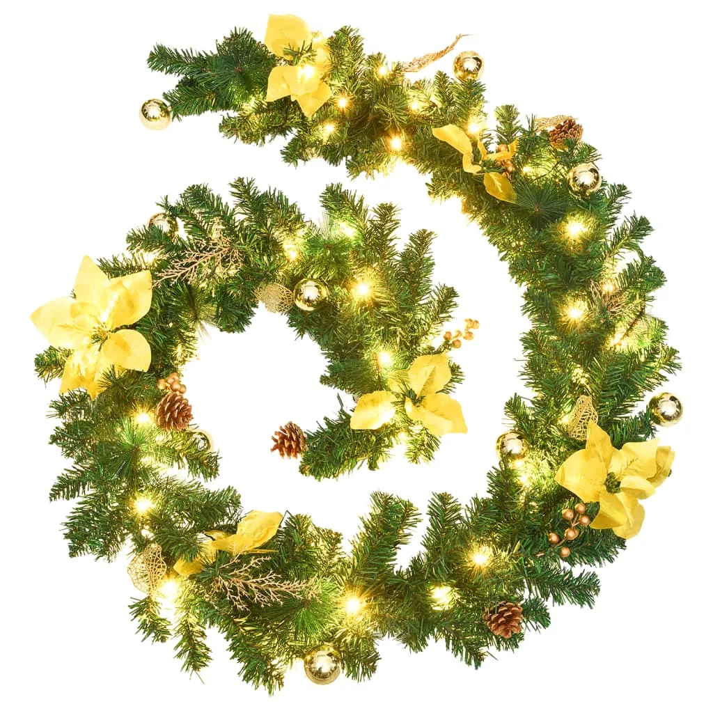 Christmas Garland with LED Lights Green 106.3" PVC