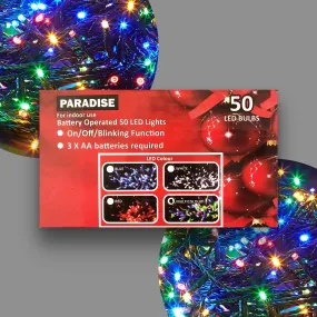 Christmas Light 50 LED Multi coloured Battery operated lights