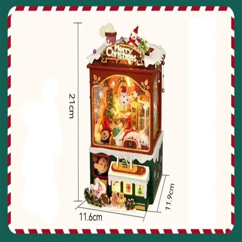 Christmas Music Box Dollhouse DIY Dollhouse Kit Christmas Claw Machine Toys Crane