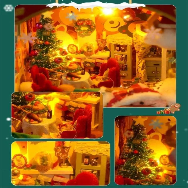 Christmas Music Box Dollhouse DIY Dollhouse Kit Christmas Claw Machine Toys Crane