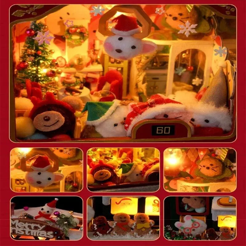 Christmas Music Box Dollhouse DIY Dollhouse Kit Christmas Claw Machine Toys Crane