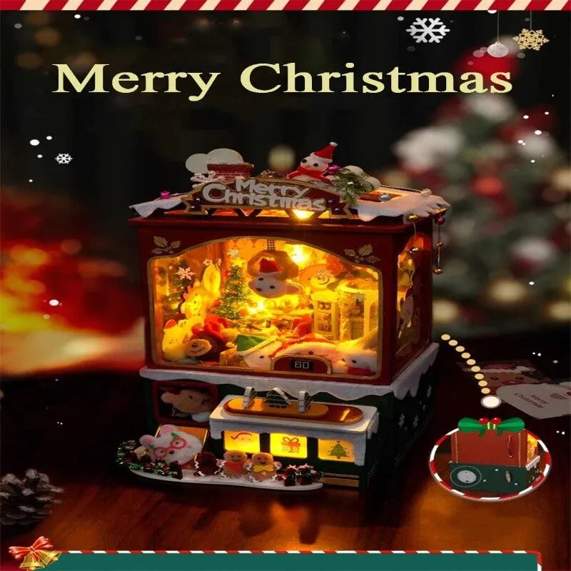 Christmas Music Box Dollhouse DIY Dollhouse Kit Christmas Claw Machine Toys Crane