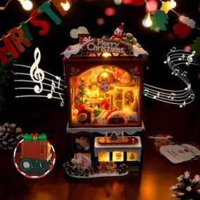 Christmas Music Box Dollhouse DIY Dollhouse Kit Christmas Claw Machine Toys Crane
