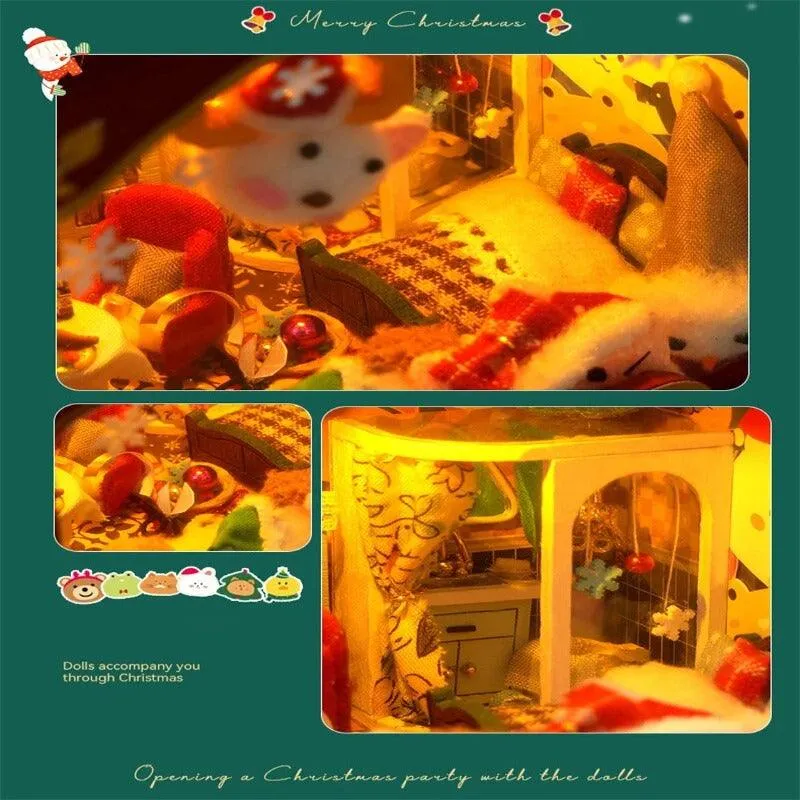 Christmas Music Box Dollhouse DIY Dollhouse Kit Christmas Claw Machine Toys Crane