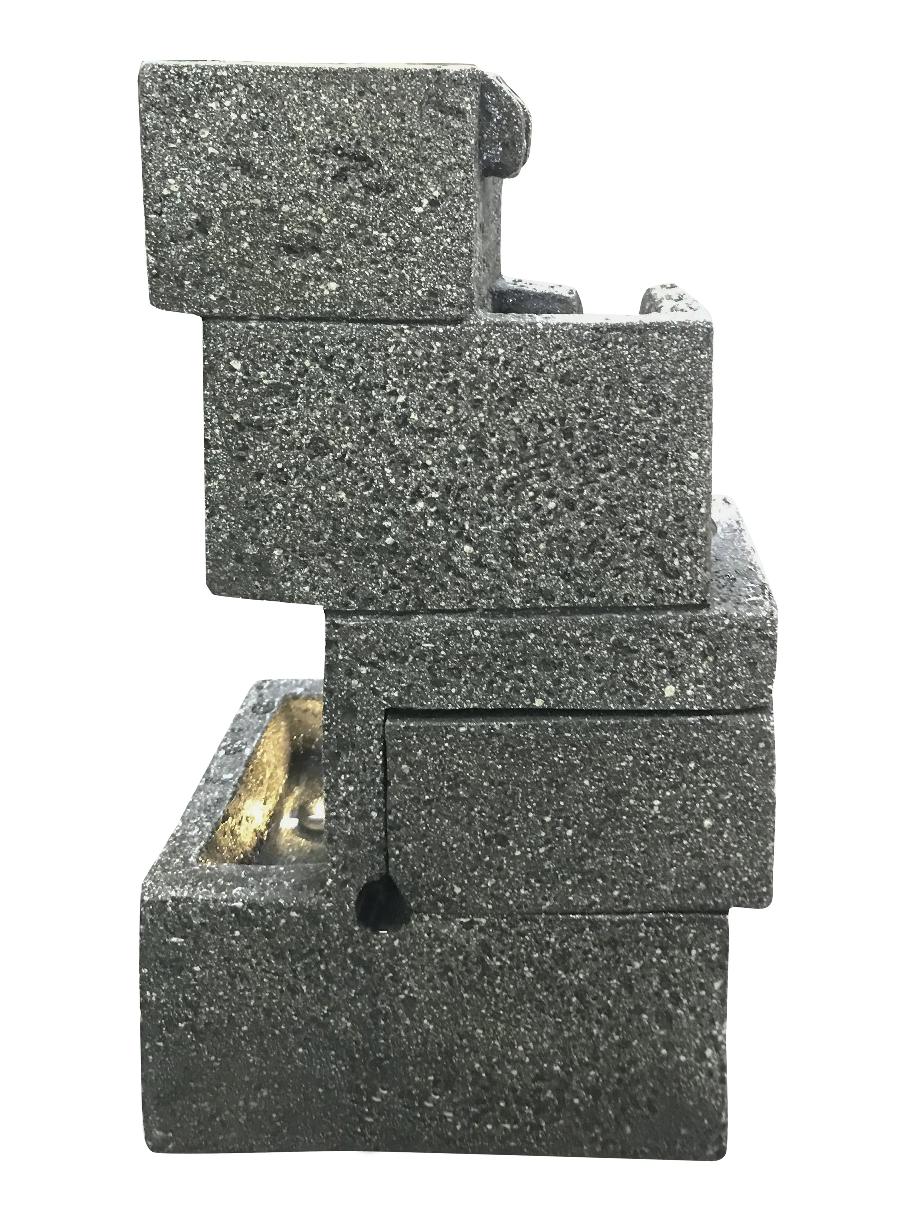 Concrete Crates Fountain With  Warm White Led Lights