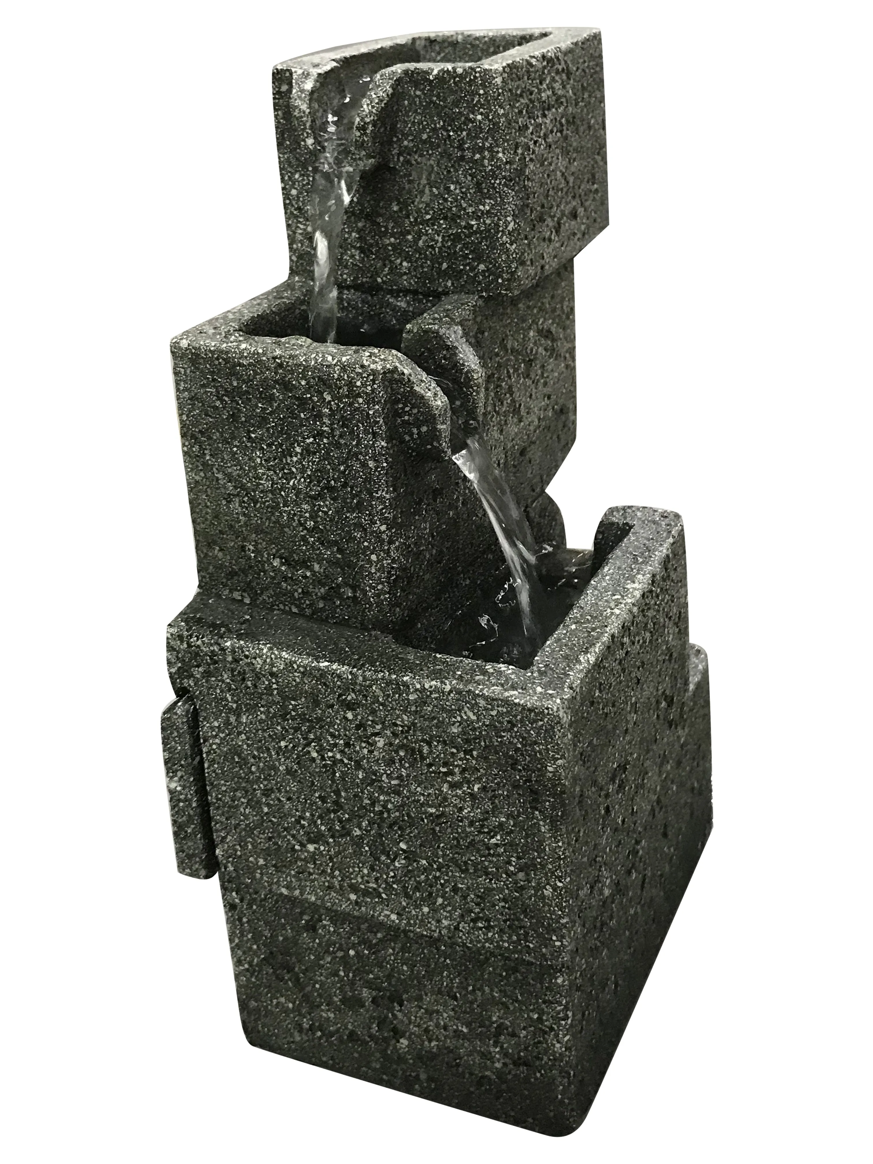 Concrete Crates Fountain With  Warm White Led Lights