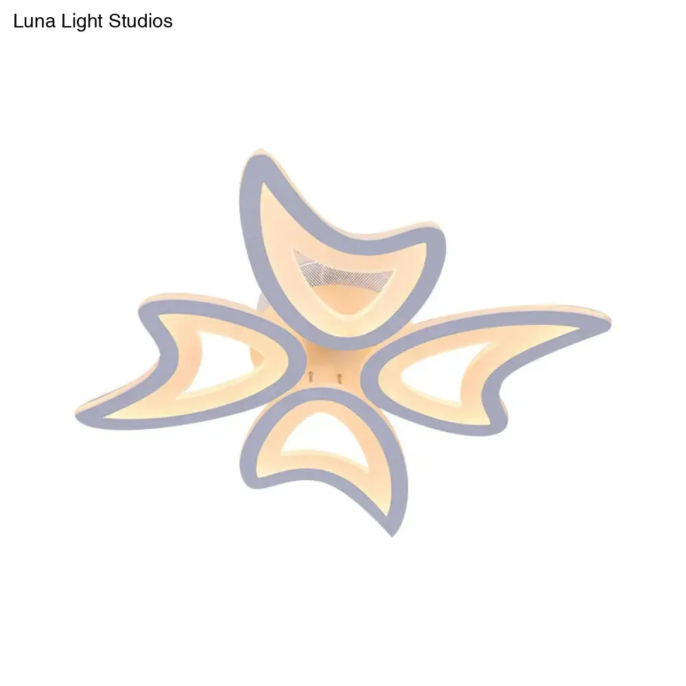 Contemporary Ceiling Lamp with LED Leaves, Acrylic Shade, and Multiple Light Options