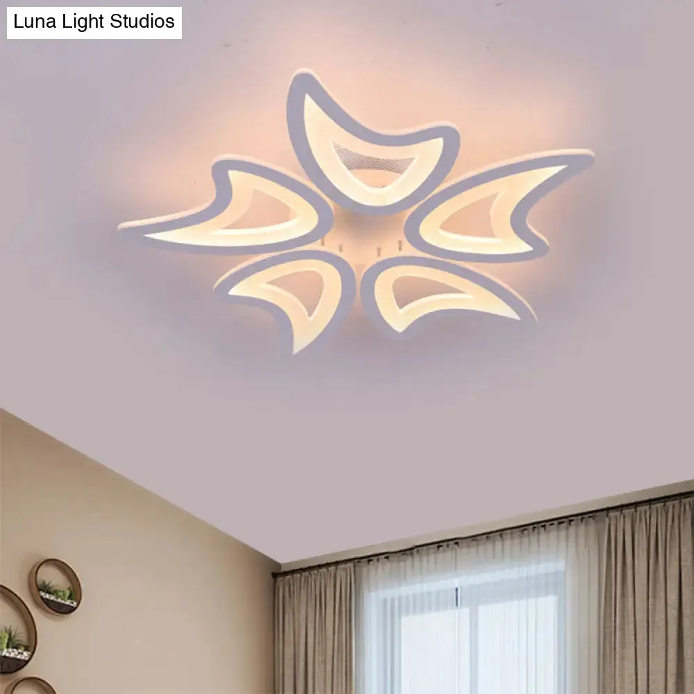 Contemporary Ceiling Lamp with LED Leaves, Acrylic Shade, and Multiple Light Options