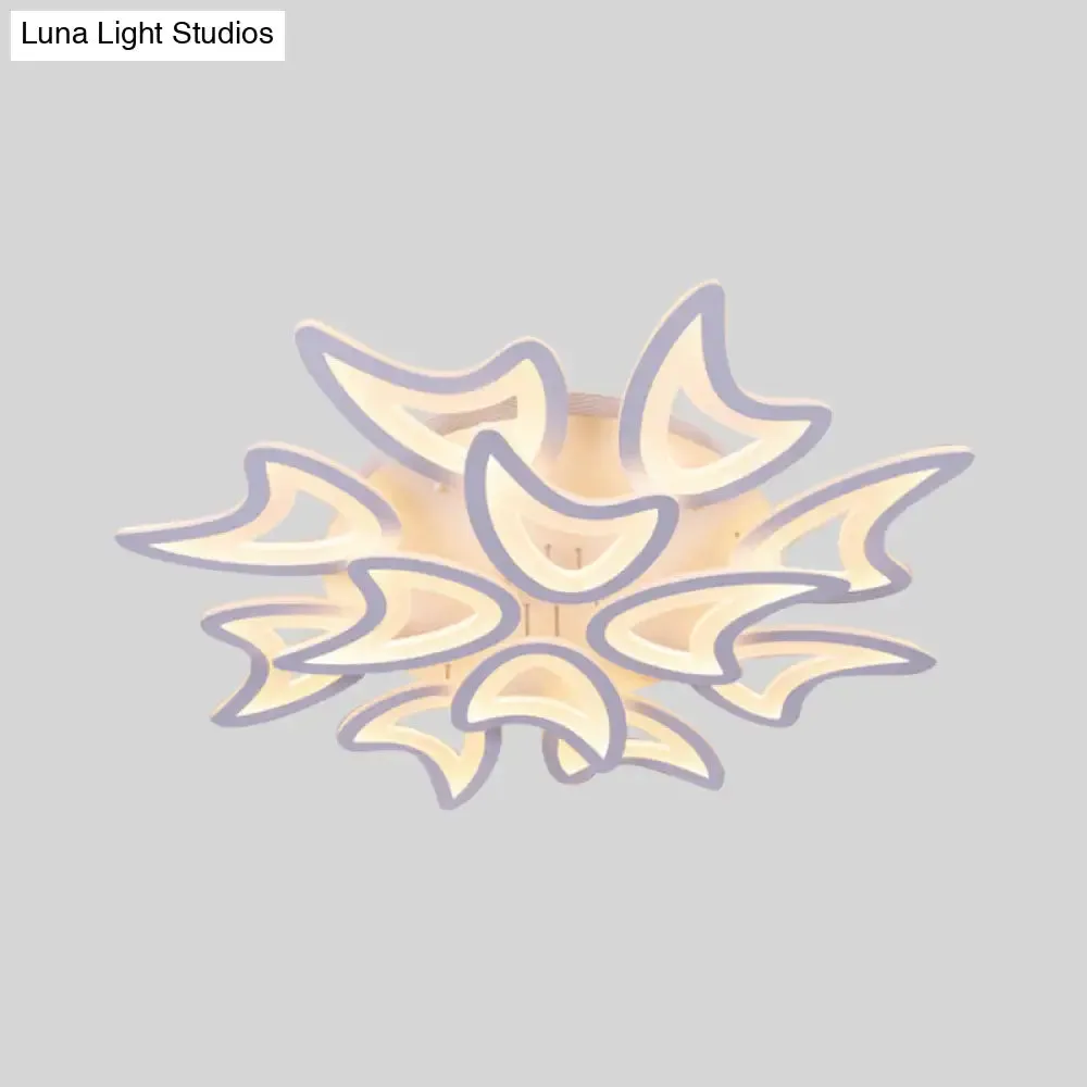Contemporary Ceiling Lamp with LED Leaves, Acrylic Shade, and Multiple Light Options