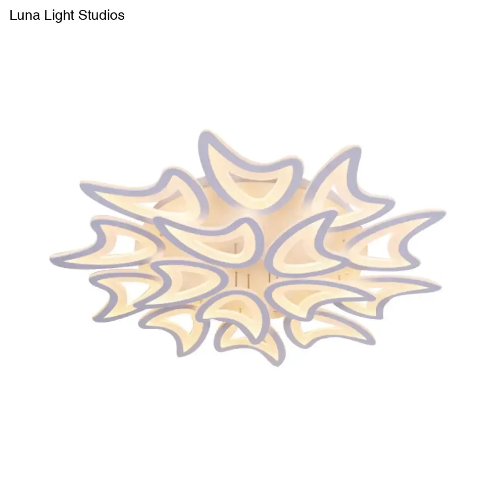 Contemporary Ceiling Lamp with LED Leaves, Acrylic Shade, and Multiple Light Options