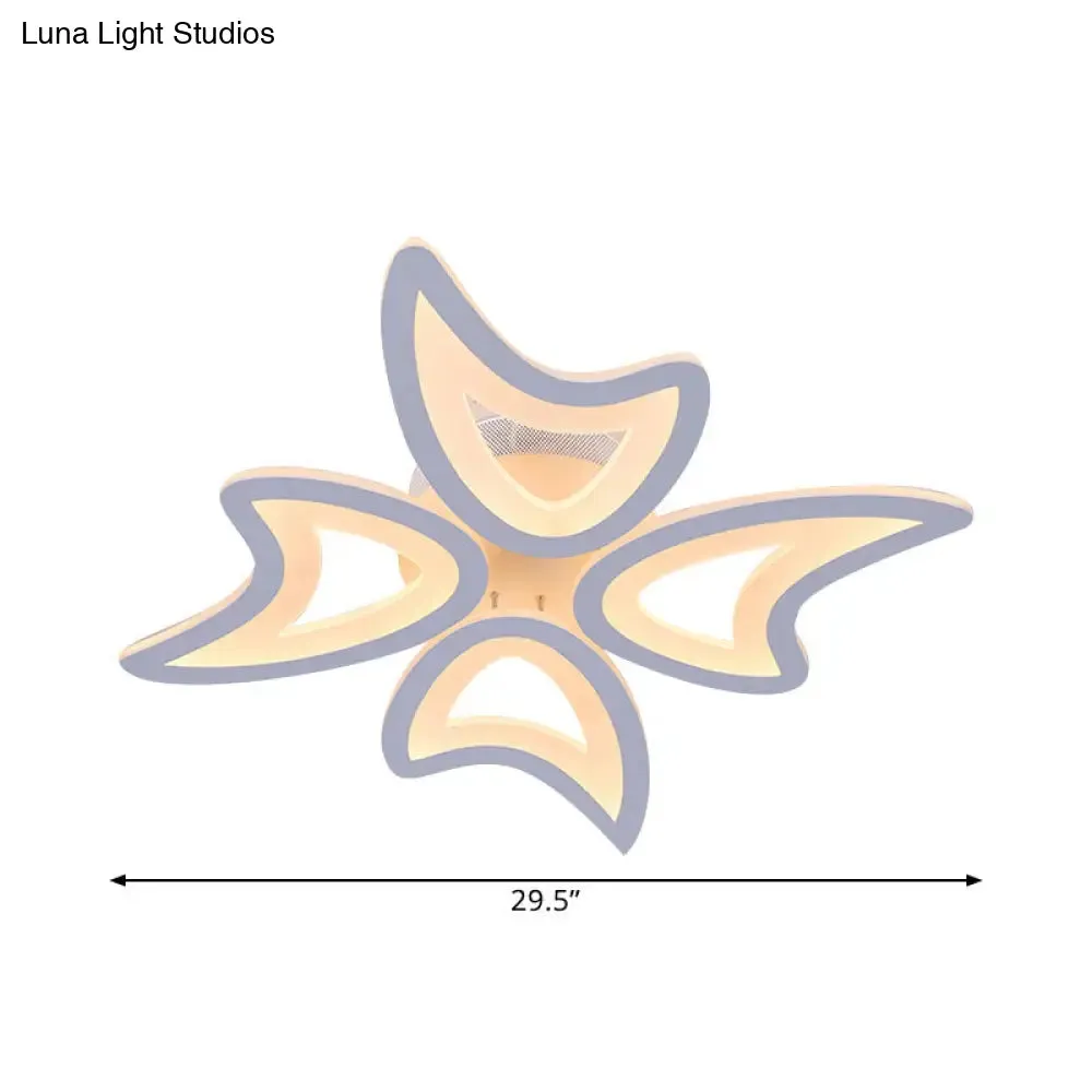 Contemporary Ceiling Lamp with LED Leaves, Acrylic Shade, and Multiple Light Options