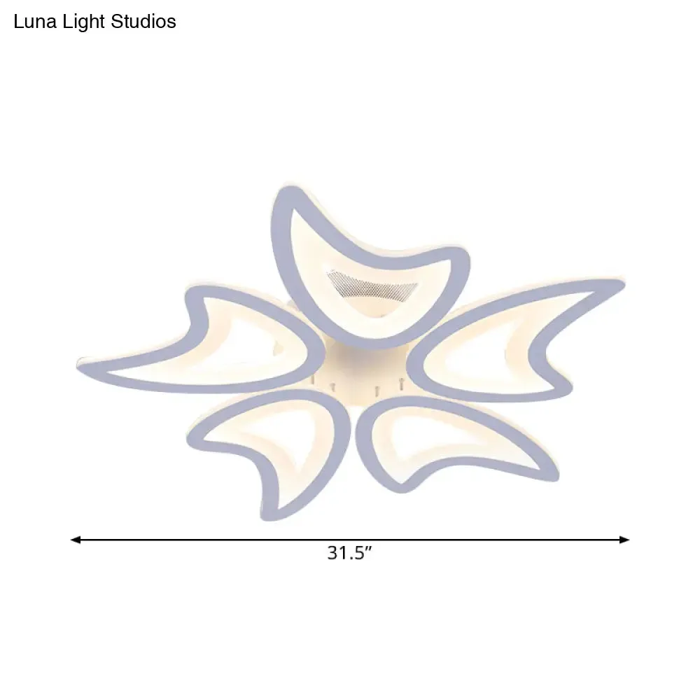 Contemporary Ceiling Lamp with LED Leaves, Acrylic Shade, and Multiple Light Options