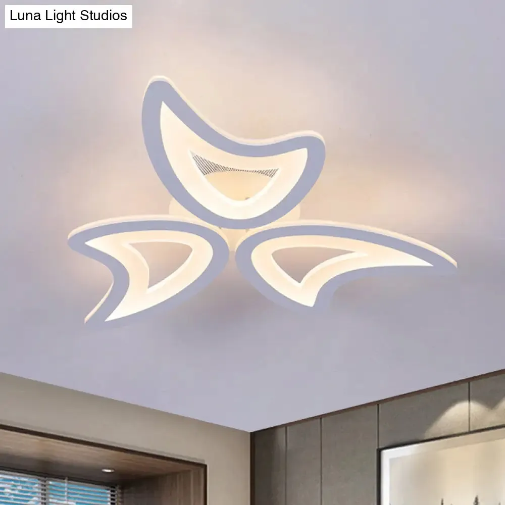 Contemporary Ceiling Lamp with LED Leaves, Acrylic Shade, and Multiple Light Options
