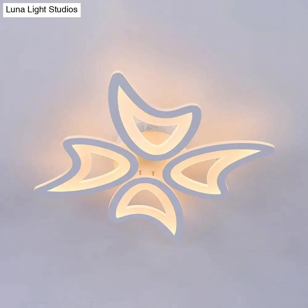 Contemporary Ceiling Lamp with LED Leaves, Acrylic Shade, and Multiple Light Options