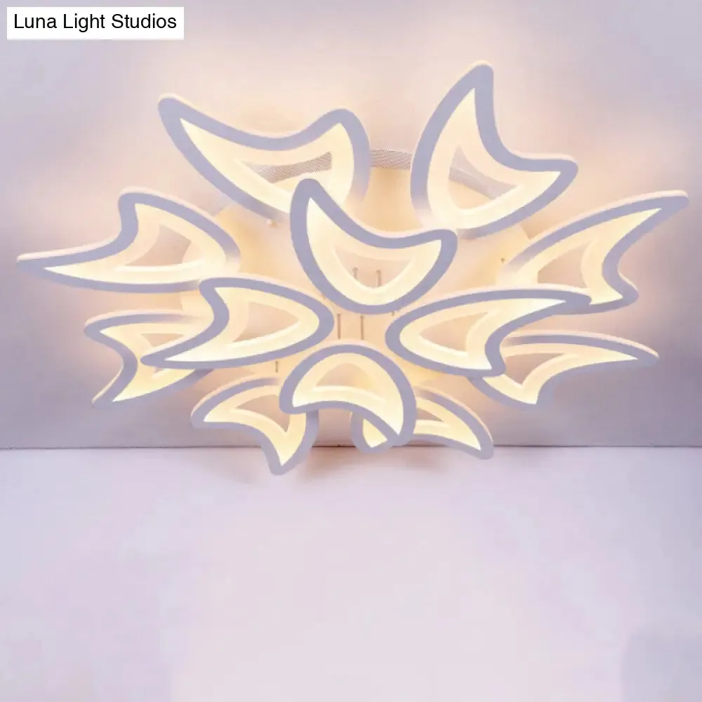 Contemporary Ceiling Lamp with LED Leaves, Acrylic Shade, and Multiple Light Options