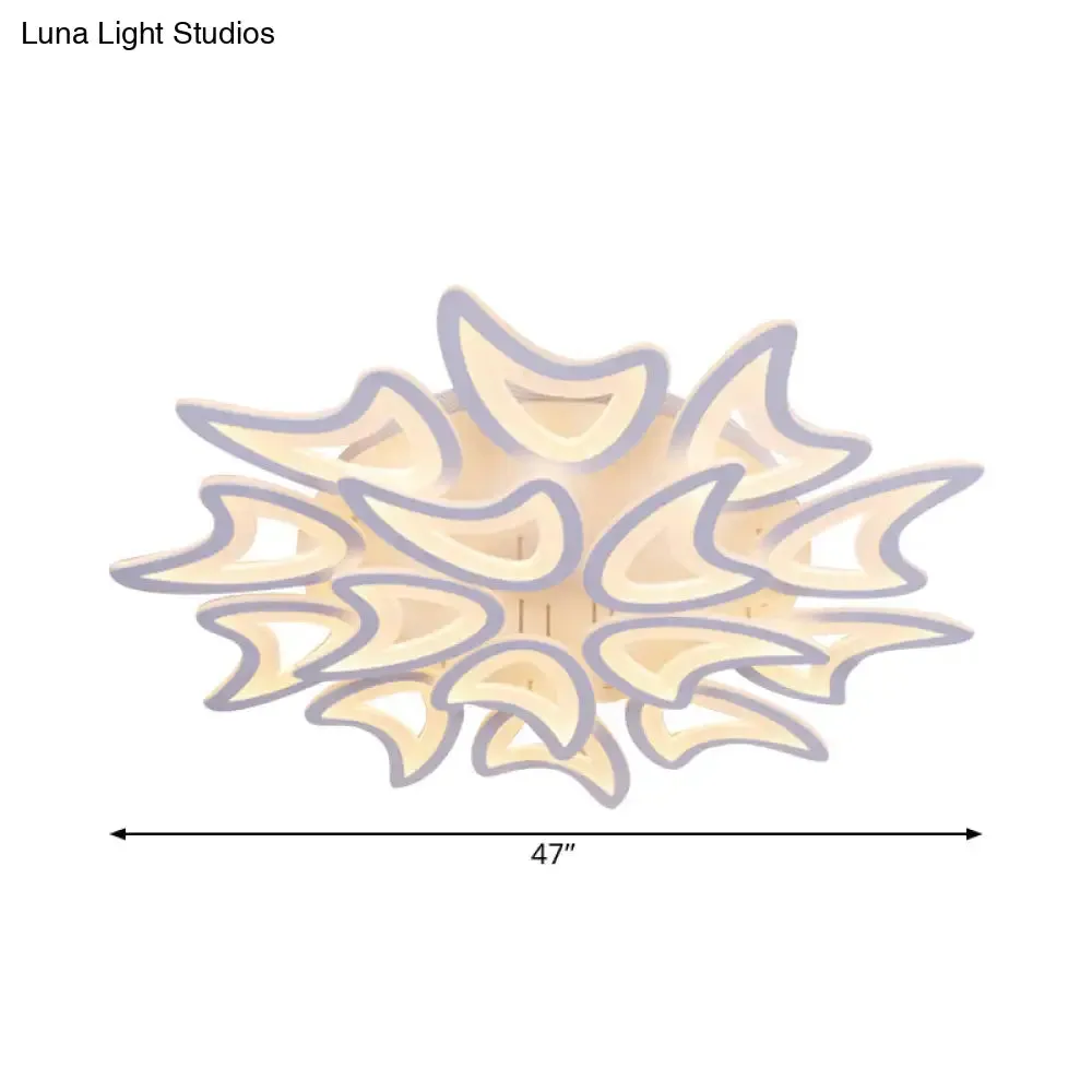 Contemporary Ceiling Lamp with LED Leaves, Acrylic Shade, and Multiple Light Options