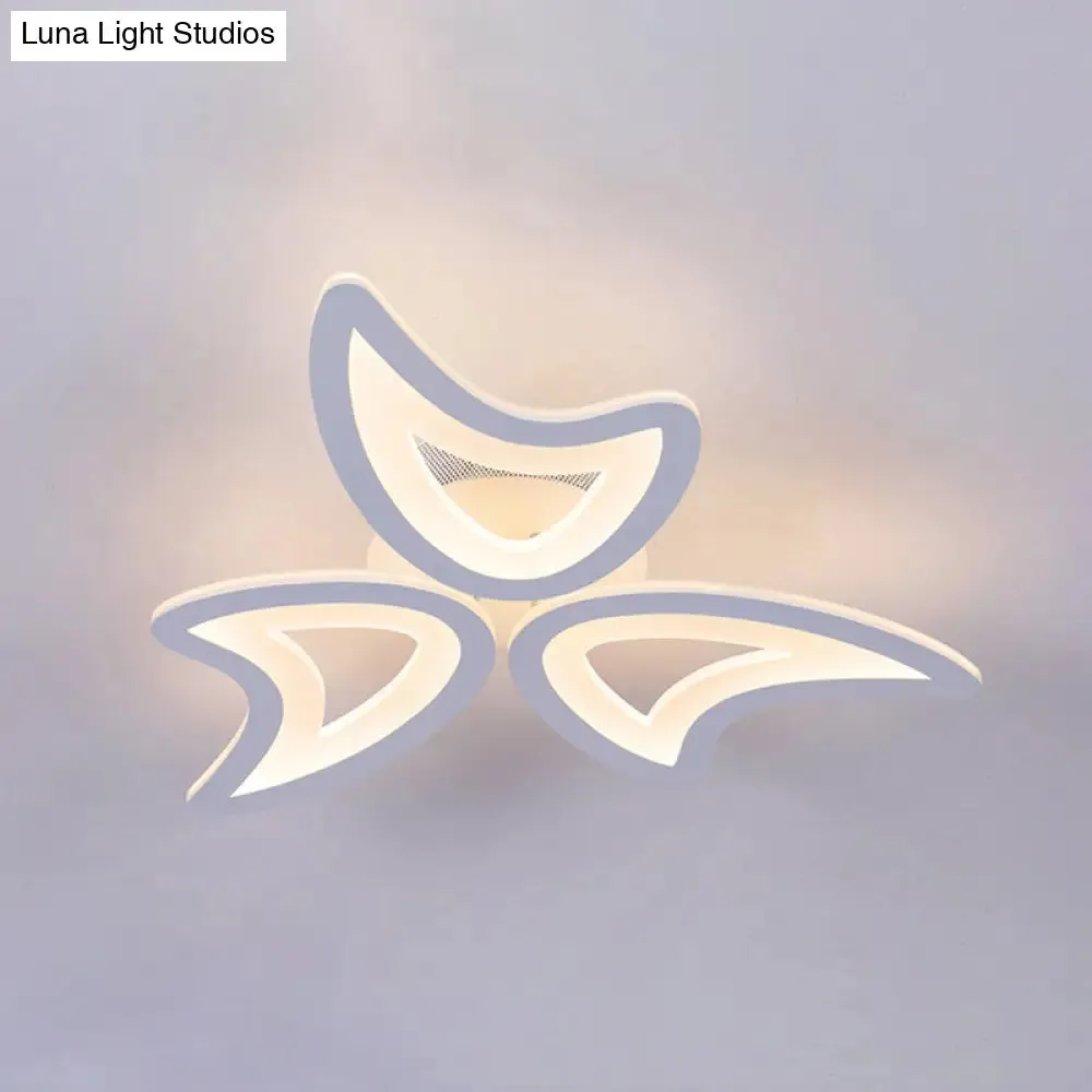 Contemporary Ceiling Lamp with LED Leaves, Acrylic Shade, and Multiple Light Options