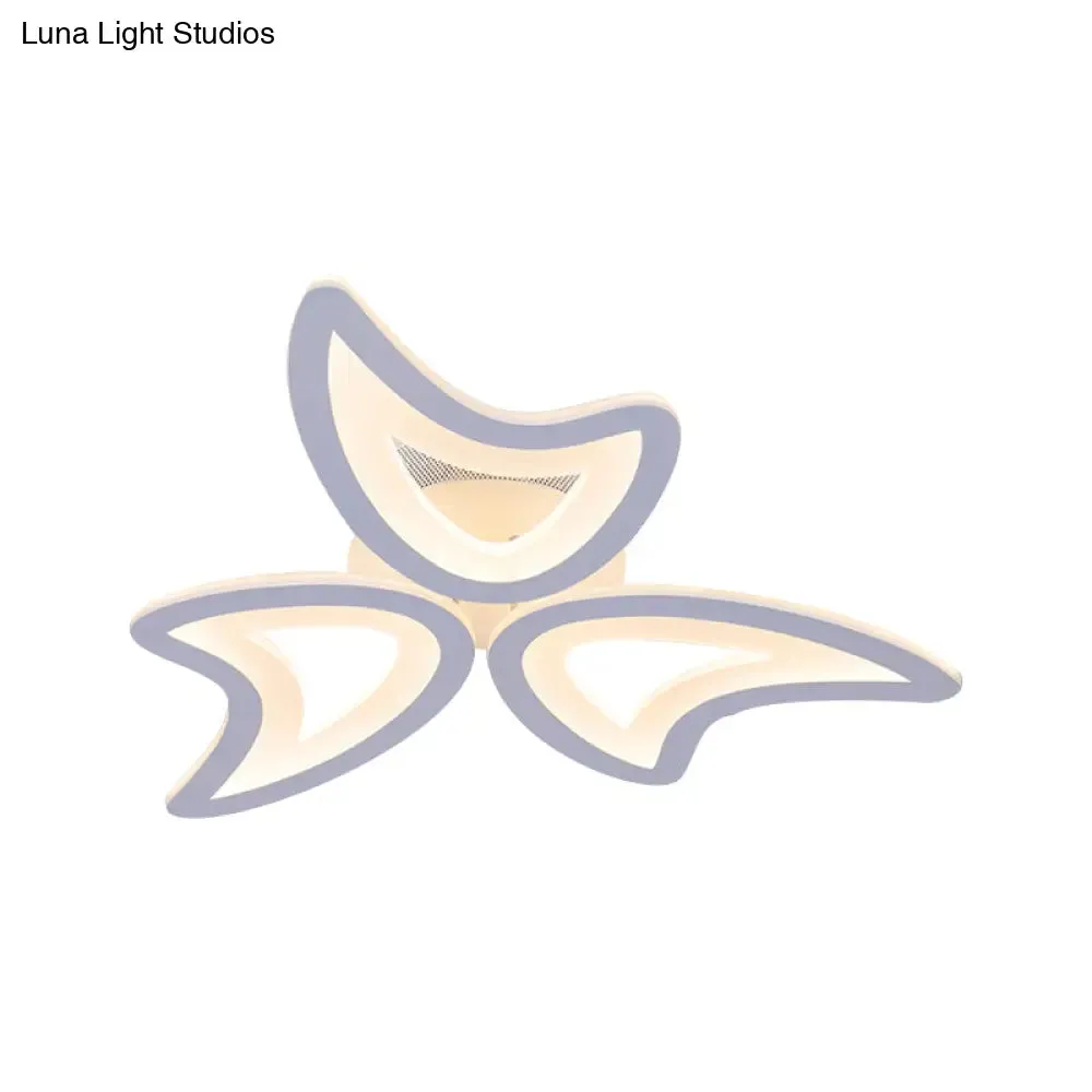 Contemporary Ceiling Lamp with LED Leaves, Acrylic Shade, and Multiple Light Options